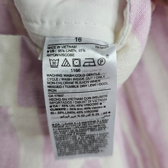 NWT OLD NAVY Linen Shorts Everyday PURPLE WHITE STRIPE size 16 High Rise Pockets - Picture 6 of 7